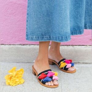 Soludos tassel city slide boho colorful sandals women’s size 8.5
